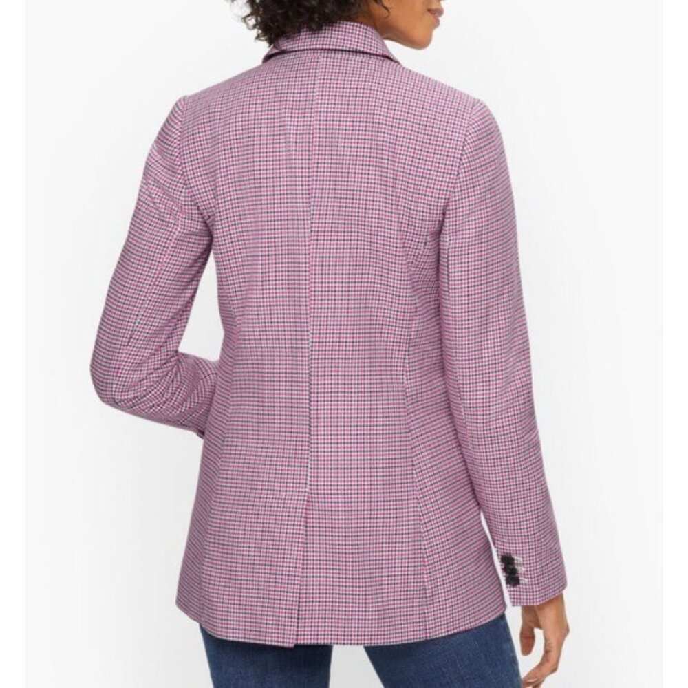 NWOT Talbots Pink and Black Houndstooth Double Breasted Blazer - Picture 7 of 7